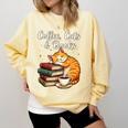 Coffee Cats & Books Lover For Women & Girls Coffee Comfort Colors Sweatshirt Blue Spruce Coffee Cats & Books Lover For Women & Girls Coffee Comfort Colors Sweatshirt Blue Spruce