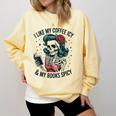 I Like My Coffee ICY & My Books Spicy For Book Lovers Comfort Colors Sweatshirt Blue Spruce I Like My Coffee ICY & My Books Spicy For Book Lovers Comfort Colors Sweatshirt Blue Spruce