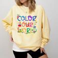 Color Our World Summer Reading 2025 Boho Wildflower Book Comfort Colors Sweatshirt Blue Spruce