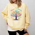 Color Our World Summer Reading Program 2025 Trippy Book Tree Comfort Colors Sweatshirt Blue Spruce