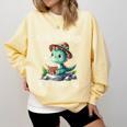 All The Cool Dinosaurs Are Reading Book Reader T-Rex Kawaii Comfort Colors Sweatshirt Blue Spruce