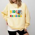All The-Cool Kids Are Reading Teacher Book Lover Librarian Premium Comfort Colors Sweatshirt Blue Spruce