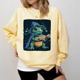 Cool Magical Book With Wizard Turtle For Adults And Kids Comfort Colors Sweatshirt Blue Spruce