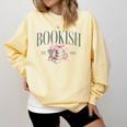 Coquette Bow Book Lover Bookish Coquette Aesthetic Reading Comfort Colors Sweatshirt Blue Spruce