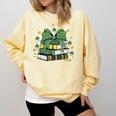 Coquette Bow Books St Patrick's Shamrock Bookworm Librarian Comfort Colors Sweatshirt Blue Spruce Coquette Bow Books St Patrick's Shamrock Bookworm Librarian Comfort Colors Sweatshirt Blue Spruce