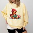 Cozy Gingerbread Christmas Reading Book Xmas Snowflakes Fall Comfort Colors Sweatshirt Blue Spruce Cozy Gingerbread Christmas Reading Book Xmas Snowflakes Fall Comfort Colors Sweatshirt Blue Spruce