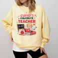 Cupid's Favorite Math Teacher Valentine Reading Book Women Comfort Colors Sweatshirt Blue Spruce Cupid's Favorite Math Teacher Valentine Reading Book Women Comfort Colors Sweatshirt Blue Spruce