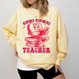 Cupid's Favorite Teacher Valentines Day Heart Book Lover Comfort Colors Sweatshirt Blue Spruce