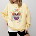 Cute 100th Day Of School 100 Days Dog Reading Book Rainbow Comfort Colors Sweatshirt Blue Spruce