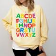 Cute ABCs Shirt Alphabet Colorful Letters Reading Books Kids Comfort Colors Sweatshirt Blue Spruce