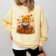 Cute Autumn Gnome Reading Pumpkin Book Lover Comfort Colors Sweatshirt Blue Spruce
