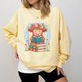 Cute Baby Highland Cow Reading Book Bookworm For Men Women Comfort Colors Sweatshirt Blue Spruce Cute Baby Highland Cow Reading Book Bookworm For Men Women Comfort Colors Sweatshirt Blue Spruce