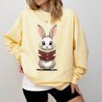 Cute Bookworm Bunny Reading For Kids And Teachers Comfort Colors Sweatshirt Blue Spruce