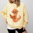 Cute Bookworm Worm Reading Book Glasses Nerdy Comfort Colors Sweatshirt Blue Spruce