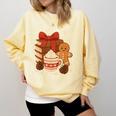 Cute Christmas Books Gingerbread Xmas Book Lover Teacher Comfort Colors Sweatshirt Blue Spruce