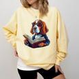 Cute Dog Basset Hound Reading Book Comfort Colors Sweatshirt Blue Spruce Cute Dog Basset Hound Reading Book Comfort Colors Sweatshirt Blue Spruce