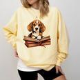 Cute Dog Beagle Reading Book Comfort Colors Sweatshirt Blue Spruce Cute Dog Beagle Reading Book Comfort Colors Sweatshirt Blue Spruce