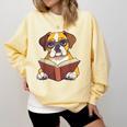 Cute Dog Boxer Reading Book Comfort Colors Sweatshirt Blue Spruce Cute Dog Boxer Reading Book Comfort Colors Sweatshirt Blue Spruce