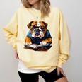 Cute Dog English Bulldog Reading Book Comfort Colors Sweatshirt Blue Spruce Cute Dog English Bulldog Reading Book Comfort Colors Sweatshirt Blue Spruce