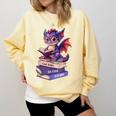 Cute Dragon Read Books Be Kind Stay Weird Book Lover Comfort Colors Sweatshirt Blue Spruce