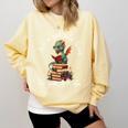 Cute Dragon Reading Book Bookworm Dragon And Books For Women Comfort Colors Sweatshirt Blue Spruce