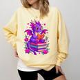 Cute Dragon Reading Books Bookworm Comfort Colors Sweatshirt Blue Spruce