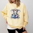 Cute Elephant Reading Universe Book Comfort Colors Sweatshirt Blue Spruce