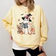 Cute Ghost Reading Book Librarian Book Lover Comfort Colors Sweatshirt Blue Spruce