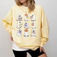Cute Ghost Reading Books Teacher Halloween Reading Men Women Kids Comfort Colors Sweatshirt Blue Spruce