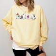 Cute Ghosts Reading Books Lover Spooky Season Halloween Comfort Colors Sweatshirt Blue Spruce