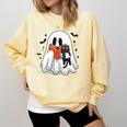 Cute Halloween Ghost Reading Book Comfort Colors Sweatshirt Blue Spruce Cute Halloween Ghost Reading Book Comfort Colors Sweatshirt Blue Spruce