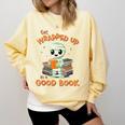 Cute Halloween Teacher Librarian Mummy Reading Books Comfort Colors Sweatshirt Blue Spruce Cute Halloween Teacher Librarian Mummy Reading Books Comfort Colors Sweatshirt Blue Spruce
