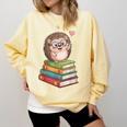 Cute Hedgehog Reading Books Animal Lover Reader Bookworm Comfort Colors Sweatshirt Blue Spruce