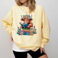Cute Highland Cow Reading Book Baby Cow Bookworm Comfort Colors Sweatshirt Blue Spruce Cute Highland Cow Reading Book Baby Cow Bookworm Comfort Colors Sweatshirt Blue Spruce