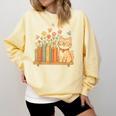 Cute Kawaii Cat Books Flowers Comfort Colors Sweatshirt Blue Spruce Cute Kawaii Cat Books Flowers Comfort Colors Sweatshirt Blue Spruce