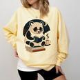 Cute Panda Reading Book Under Moon Bookworm Coffee Lover Comfort Colors Sweatshirt Blue Spruce