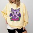Cute Pastel Goth Bat Reading Book Comfort Colors Sweatshirt Blue Spruce