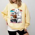 Cute Polar Bear Is Reading a Book Reading Polar Bear Comfort Colors Sweatshirt Blue Spruce