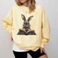 Cute Rabbit Bunny Book Lover Comfort Colors Sweatshirt Blue Spruce