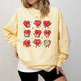 Cute Reading Hearts Valentine Day Book Lover Teacher Student Comfort Colors Sweatshirt Blue Spruce