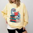 Cute Reading Seal On Books Book Lover Comfort Colors Sweatshirt Blue Spruce Cute Reading Seal On Books Book Lover Comfort Colors Sweatshirt Blue Spruce