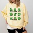 Cute Shamrock Reading St Patricks Day Teacher Book Lovers Comfort Colors Sweatshirt Blue Spruce