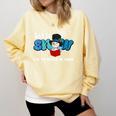 Cute Snowman Let It Snow I Have Books Reader Comfort Colors Sweatshirt Blue Spruce