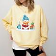 Cute Winter Cozy Snowman Reading Book Lovers Xmas Snowman Comfort Colors Sweatshirt Blue Spruce