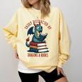 Dark Romance Romantasy Easily Distracted By Dragons & Books Comfort Colors Sweatshirt Blue Spruce