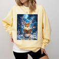 Deer Reads Book Women Girls Reindeer Comfort Colors Sweatshirt Blue Spruce