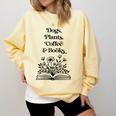 Dogs Plants Coffee Books Book Lover Dog Lover Reading Comfort Colors Sweatshirt Blue Spruce
