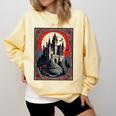 Dracula's Castle Book Cover Illustration Comfort Colors Sweatshirt Blue Spruce