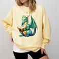 Dragon With Book Comfort Colors Sweatshirt Blue Spruce
