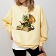 Dragon Bookworm Reading Book Graphic Comfort Colors Sweatshirt Blue Spruce